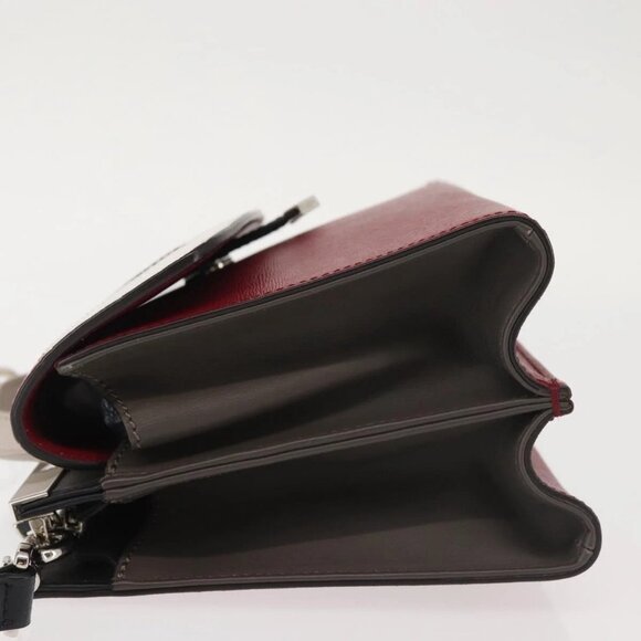 FENDI Demi Jour Bag Bugs Monster Hand Bag Leather 2way Red Silver Auth BA5782 - Picture 6 of 16